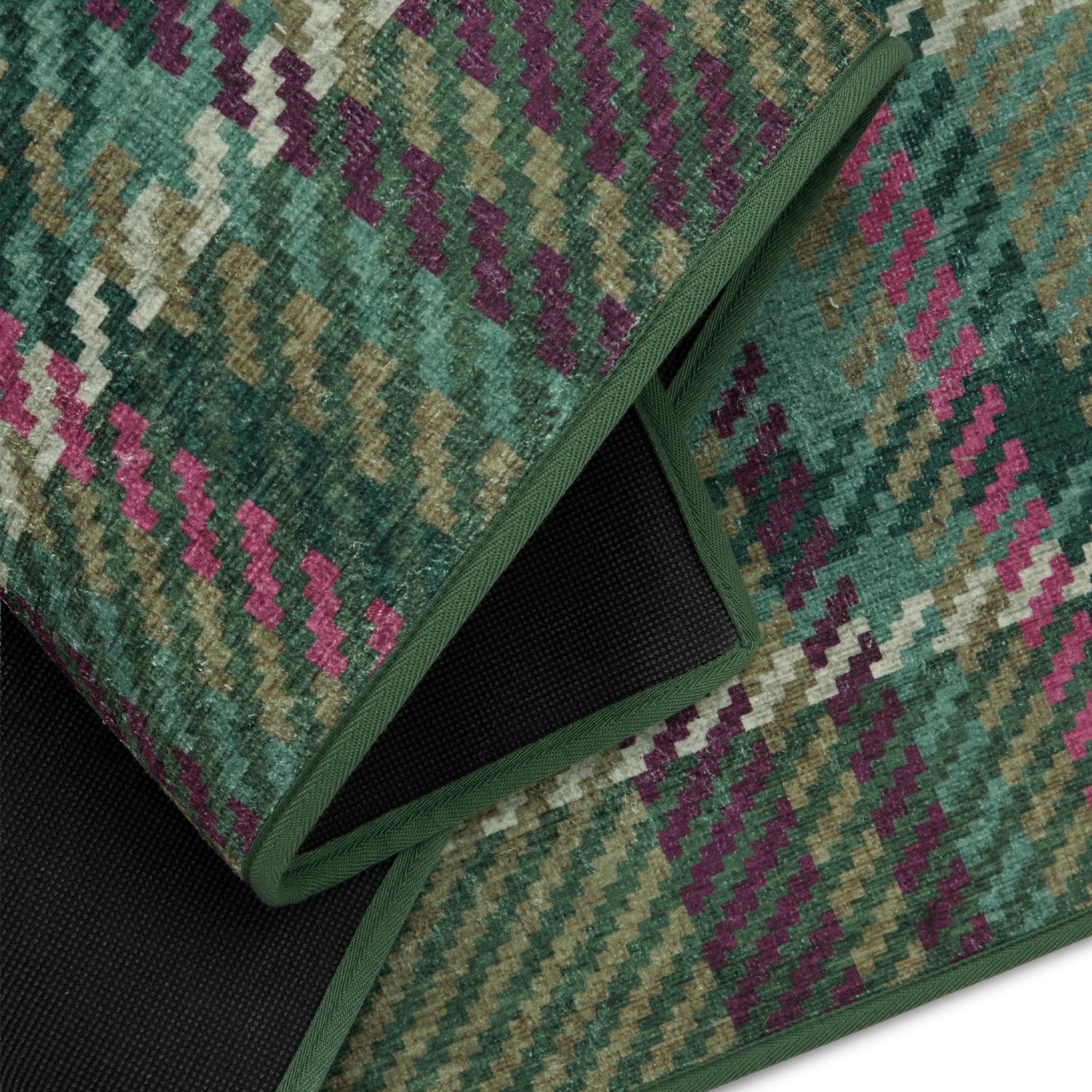 Isla Plaid Emerald Eco-Washable Rug - Image 3